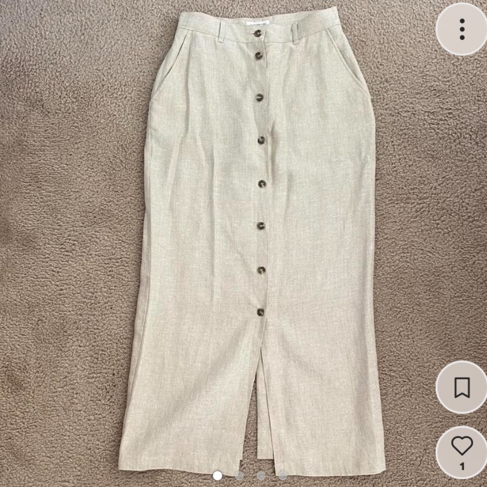Vintage 100% linen button down maxi skirt